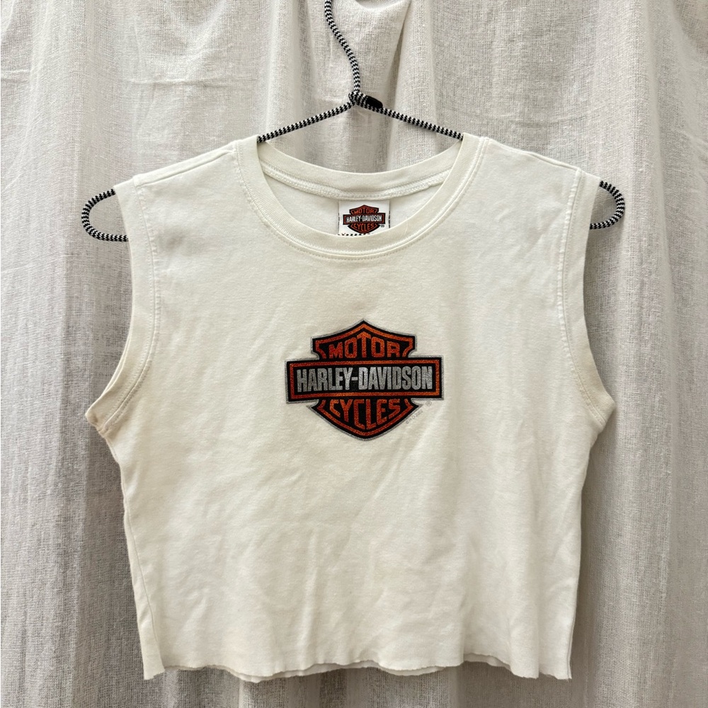 Harley-Davidson White Sleeveless Top